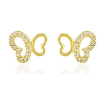 Sembol Gold Kelebek Altın Küpe Yarı Taşlı