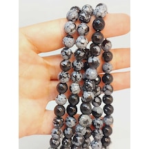 Bileklik Boy Kar Tanesi Obsidyen Taşı Faset Kesim Yarım Dizi 10mm 18cm Uzunluğundadır Çok Renkli