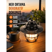 Hafif Ve Taşınabilir Retro Tasarım Kamp Lambası - Lisinya Siyah 68871614
