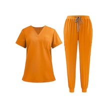 Suntek Kadın Fırçalama Üniforma Seti V Yaka Ve Jogger Sarı-l
