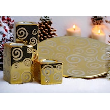 Lüks Porselen 3lü Tealight Mumluk Şamdan Biblo Heykel Hediyelik Dekoratif Ürün Masa Süsü Ev Hediye 1
