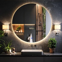 Swirl Led'li Lazer Kumlamalı Lavabo & Banyo Aynası Dokunmatik Sensörlü Günışığı Led 60 X 60 Diğer