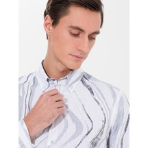 Cacharel Gri Slim Fit Uzun Kollu Gömlek