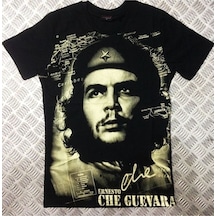 Stoned&Fame Che Guevara Baskılı Unisex %100 Pamuk Siyah T-shirt SIYAH