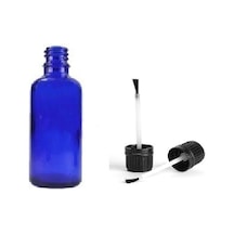 10ml Mavi Cam Şişe Fırça Kapaklı, 12 Adet, Ecza Şişesi, Kozmetik Şişe, Yapıştırıcı Şişesi, Yağ Şişesi