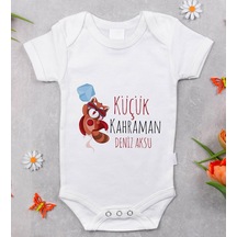 Bitmeyenkartus Bk Kids Isimli Küçük Kahraman Tasarımlı Bebek Body Zıbın - Model Beyaz