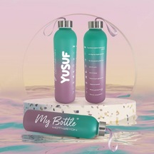 Kişiye Özel Renkli 750 Ml Motivasyon Cam Su Matarası Hk2708 001