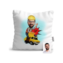 Kişiye Özel Bay Yol Mühendisi Karikatür Saten Yastık - 1