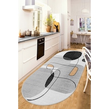 West Home Dijital Baskı Yıkanabilir Kaymaz Taban Leke Tutmaz Gri Oval Mutfak Halısı Salon Halısı Ve Yolluk Wh 578 Grey Oval