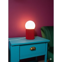 Modern Tasarım Makrome İp Abajur Dekoratif Lamba Abajur Masa Lambası Glop Cam Abajur Kırmızı Kırmızı