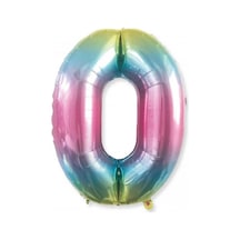 0 Rakam Rengarenk Folyo Balon 40 inç 100 cm