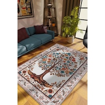 Homshtag Art Deco Hayat Ağacı Vintage Halı Görünümlü Dijital Baskı Renkli Halı Rustik Çiçekli Halı Çok Renkli