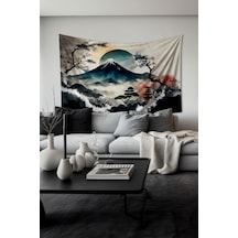 Doğanın Sükuneti Desenli Duvar Halısı Duvar Örtüsü Tapestry Süet Dokulu Kumaş