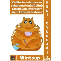 Kedi Dayanıklı İnteraktif Eğitici Renkli Toplu Hareketli Zeka İlgi Çekici Pet Kedi Başlıklı 3 Katlı