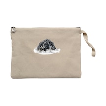 Snow Mountain Landscape Krem Clutch Astarlı Cüzdan / El Çantası Krem
