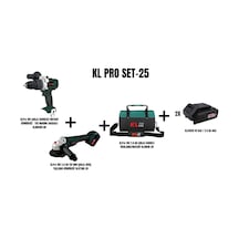 Klpro Set-25 Klpro 18v Şarjlı Darbesiz Matkap Kömürsüz+18v 2.0 Ah 115 Mm Şarjlı Avuç Taşlama Kömürsüz+büyük Boy Taşıma Çantası