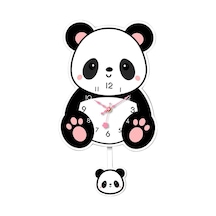 Homyl Panda Sarkaçlı Duvar Saati Sessiz Saat Akrilik Karikatür Stil A