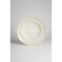 6'lı Valencia Makarna Tabak 27cm Dijital Punto Rinart Krem