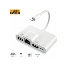 Ally Iphone 3In1 Lightning Hdmı Rj45 Otg Digital Av Adaptör Hub