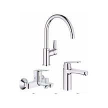 GROHE BAUEDGE 3lu Set Evye Bataryası 31367001 + Banyo Bataryası 23605001 + Lavabo Bataryası 23758000