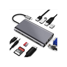 Type-c To Hdmı Adaptör 11 In 1 Dört Usb 3.0 Bağlantı Noktası 4k Hdmı Vga Type C Pd Usb3.0 Rj45 Ethernet Sd Tf Kart Okuyucu 3.5mm Aux Macbook Pro Air Uyumlu 01
