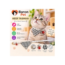 Fularlı Kedi Tasması Kazayağı Desenli Zilli Ayarlanabilir Bandana Kedi Boyun Tasması