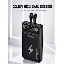 Powerbank Hızlı Şarj 10000 Mah Dahili Kablo Yeni Nesil Altın - Gold