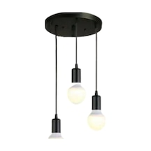 Dylight Retro 3 Lü Sarkıt Dekoratif Siyah Metal Avize