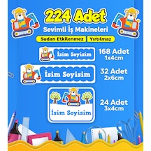 İş Makineleri Temalı Okul Kreş Kişiye Özel İsim Etiket Seti - Model 258 Çok Renkli