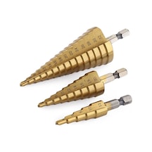 Ccgloball 4-12/20/32mm Yüksek Hız Çeliği Büyük Adım Koni Titanyum Kaplı Metal Matkap Ucu Kesme Aleti Seti