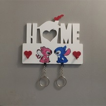 Sevimli "home Stitch & Angel" Anahtarlık Tutucu - 3d Baskı Duvar Dekoru