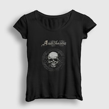 Presmono Kadın Skull Anathema T-shirt Siyah