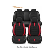 Ford Courier 2014 Ve Sonrası Kırmızı Nergis Serisi Ortopedik Tay Tüyü 2+1 Ticari Koltuk Kılıfı Kırmızı