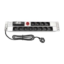 Amp Connect 19" 2u 12'li Schuko Sigortalı Volt/amper Gösterheli Kabinet Grup Prizi Pdu 16a