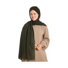 Hürrem Bone Haki Pratik Hazır Geçmeli Bone Şal Şifon Drapeli 2507 09 haki