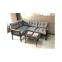 Miami Melisa 2+2 Köşe Yön Değiştirilebilir Koltuk Takımı Balkon-bahçe-kafe Mermerdesen 70x50cm Sehpa Gri