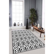 Siyah Spor Kaymaz Tabanlı Makinede Yıkanabilir Halı Lb002n11