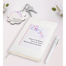 Kişiye Özel Dünyanın En İyi Öğretmeni Beyaz Defter Kalem Ve Anaht N11.15218