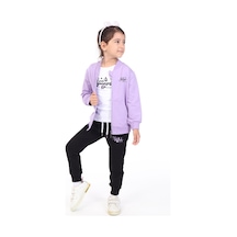 Toontoy Kids Toontoy Kız Çocuk 3lü Baskılı Eşofman Takım Lila