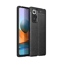 Fibaks Redmi Note 10 Pro Uyumlu Kılıf Deri Görünümlü Armor Silikon Kapak