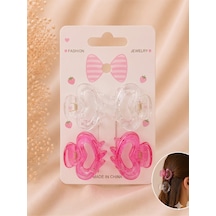 4 Lü Set Kalp Figürlü Mini Mandal Çocuk Toka Çok Renkli