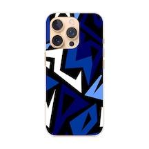 Apple Uyumlu iPhone 16 Pro  Modern Mavi Geometrik Mozaik Baskılı Silikon Kılıf Renkli