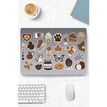 Brown Aesthetic Temalı Sticker Etiket Seti - Laptop Notebook Telefon