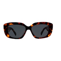 Celine Cl40216u 53a Kadın Güneş Gözlüğü - Büyük Geometrik Form Havana Kemik Çerçeveli Füme Camlı Çok Renkli
