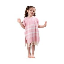 Ely Parker Sku:smgstk9635334173 Pamuklu Peştemal Panço Banyo Ve Plaj İçin Çocuk Bornozu Pembe Sku: Smgstk9635334173