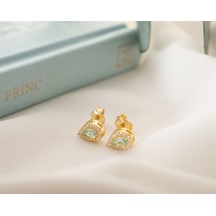 925 Ayar Gümüş Mart Ayı Doğum Taşı Aquamarine Damla Küpe