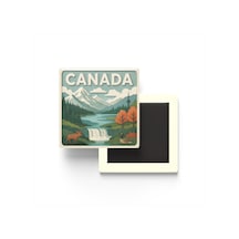 Kanada - Canada - Paper Cut Art - Baskılı Buzdolap Magneti Kare - 9x9 Cm