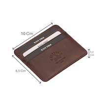 Westpolo Unisex Süper Slim Para Bölmeli Hakiki Deri İnce Kartlık Cüzdan 6 Bölmeli - Kapuçino