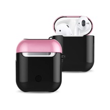 Airpods Uyumlu 2 2.nesil 3in1 Kılıf - Siyah-pembe