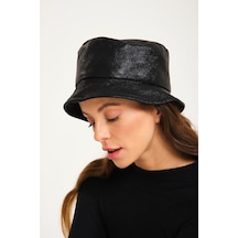 Bahels Özel Tasarım Metalik Siyah Bucket Şapka